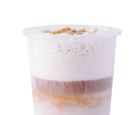 Iced Thai Milk Tea with Bubbles in Plastic Cup