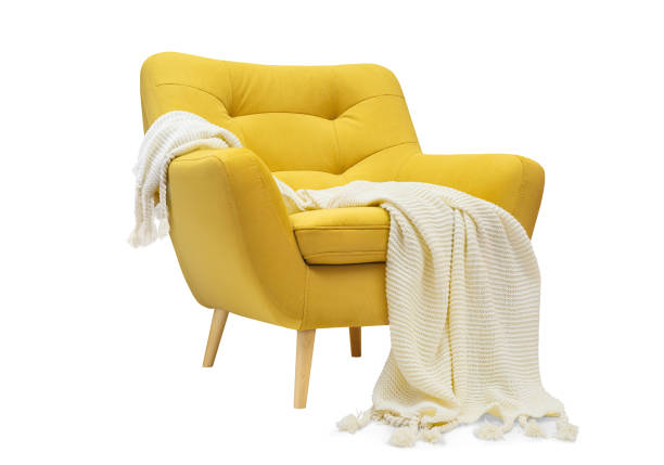 istock Armchair with knitted plaid on white background 2062774900