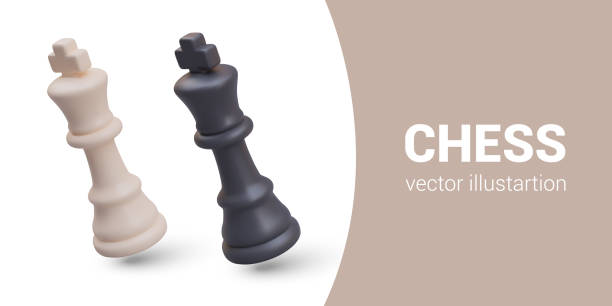 istock 3D black and white chess king in tilted position. Leaders of enemy armies 2062776081
