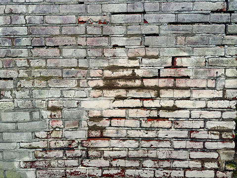 Old painted brick garden wall