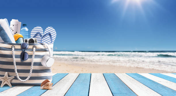 istock Beach bag at the tropical ocean resort 2062808885