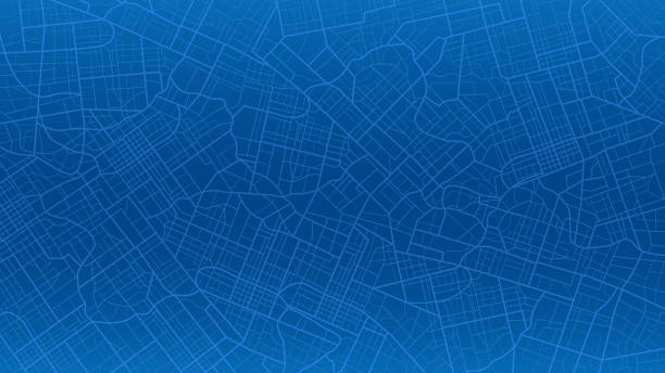 abstract navigation plan of the urban area depicted and highlighted roads. concept of planning and mapping a travel route using a general city map. flat vector illustration - provoz dopravní prostředek stock ilustrace