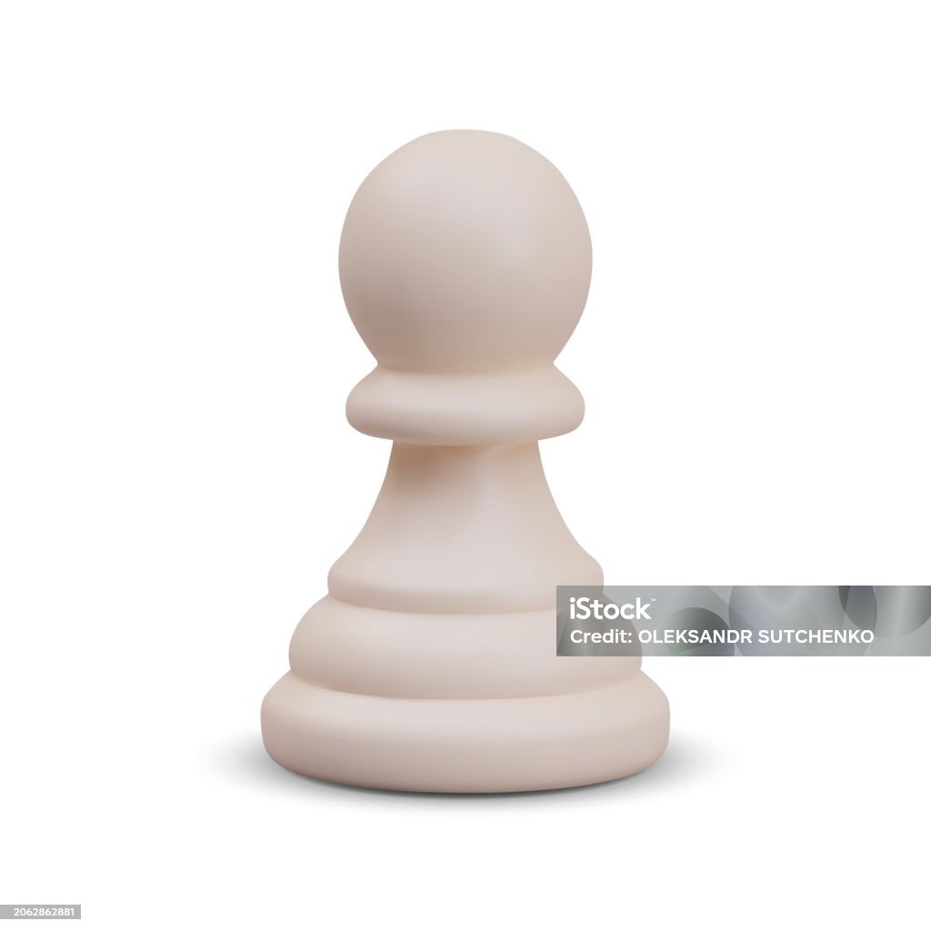 Pawn Object Realistic Pawn Stands On White Background Small Chess Piece Single ...