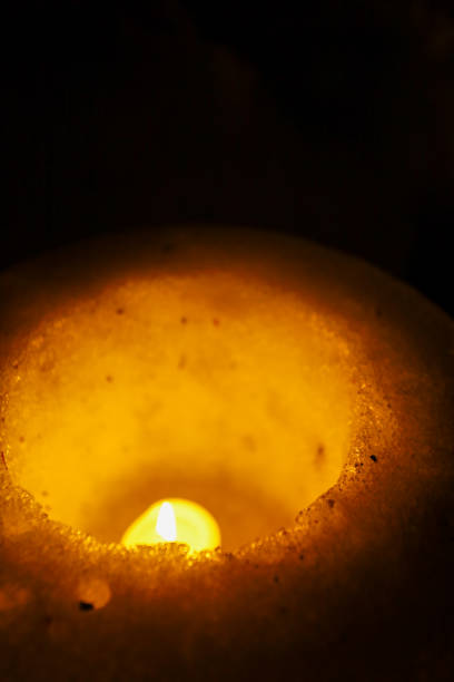 Ice and snow lanterns in the snow.