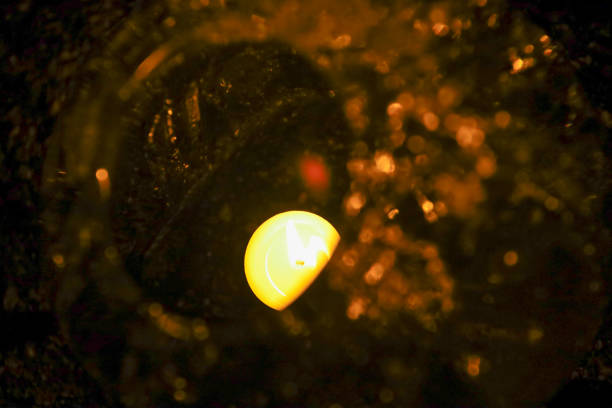 Ice and snow lanterns in the snow.
