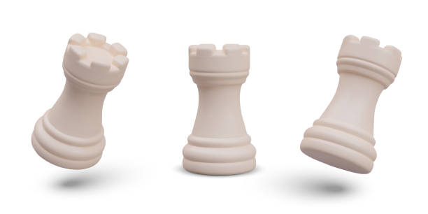 istock White chess rook in vertical and tilted position. Templates for designing arrangement 2062885625