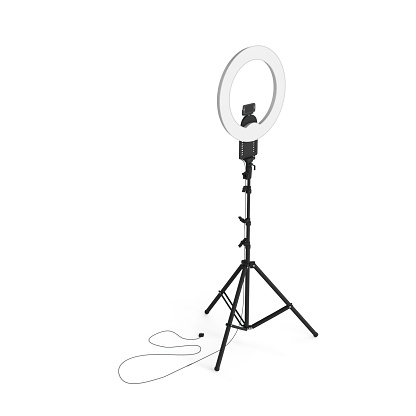 A 3D render of a camera light on a tripod for professional photography setup