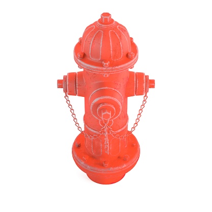 A 3D render of a red fire hydrant against a white background