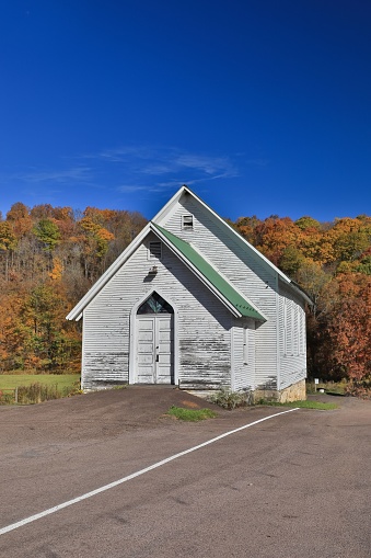 The historic Pleasant Valley Methodist Church in Grantsville, Maryland near the Spruce Forest Artisan Village on a fall afternoon