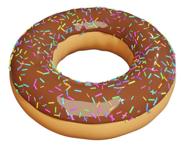 istock 3d rendering of a chocolate donut topped with rainbow sugar. 2062917257