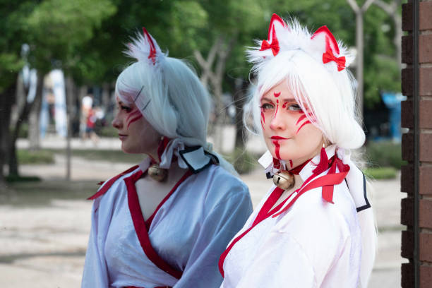 Portrait of a beautiful young woman game Cosplay with blonde hair