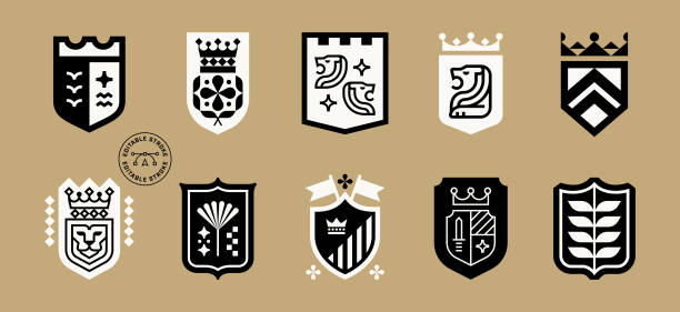 Modern Crest Icons Design Elements vector art illustration