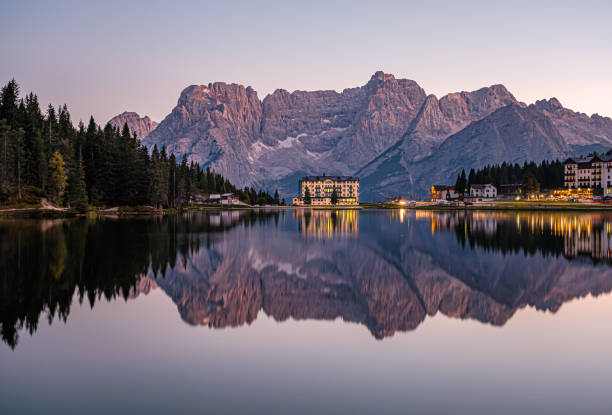 istock reflection on the mountain lake in Italy, Misurina 2062933791