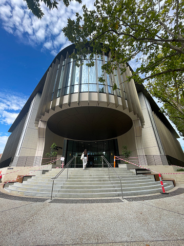 Sydney, Australia - February 26, 2024: Entrance view to Michael Kirby Building at Macquarie University.