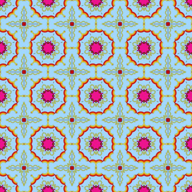 A vibrant geometric pattern with bold colors, perfect for backgrounds and textures