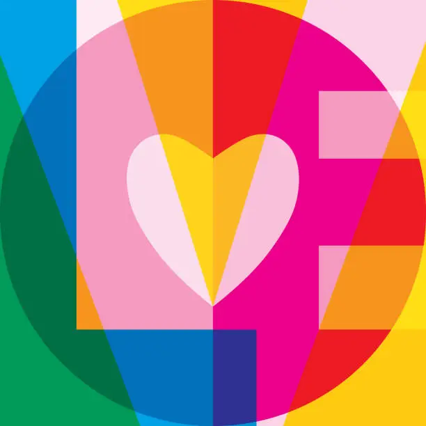 Vector illustration of An original colorful artwork of love word