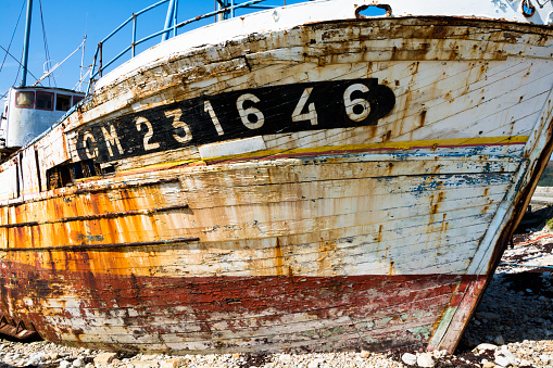 Camaret Sur Mer, France – September 09, 2014: The shipwrecks in Camaret-Sur-Mer, French Atlantic coast