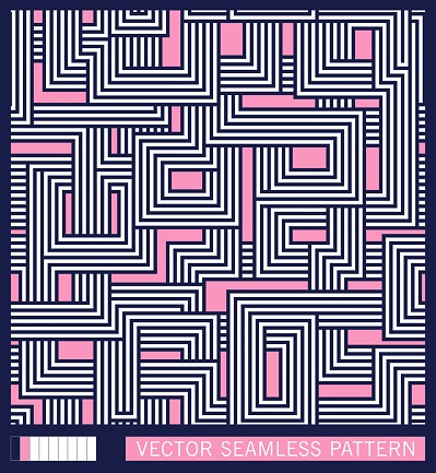 An unreal labyrinth with optical illusions. Seamless pattern. Vector ornament