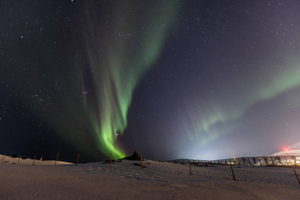 istock Northern lights from the mountain top. 2063000585