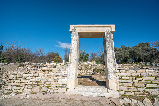 Stratonikeia, Muğla, Turkey-January 26, 2024:  Stratonikeia hosted many civilizations from antiquity to modern times, is one of the significant archaeological sites in Asia Minor as in Turkey.