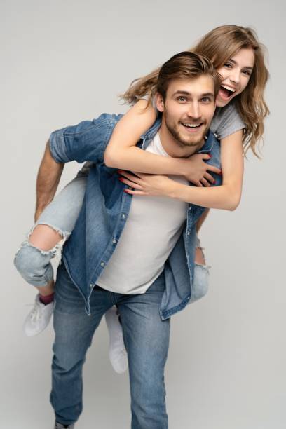 istock Happy loving couple isolated isolated on white background. 2063025608
