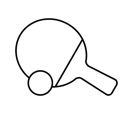 Vector illustration of table tennis outline icon on white background.