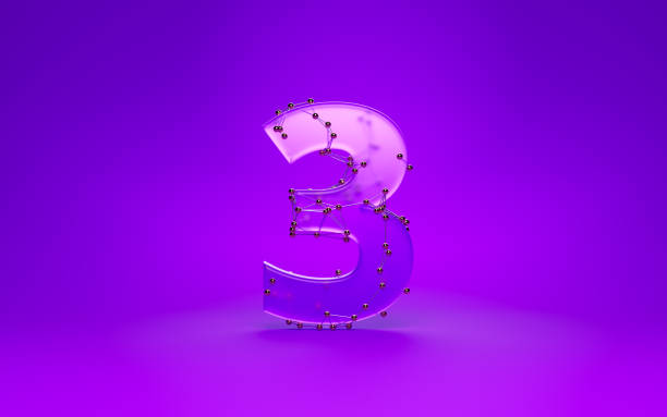 istock Purple Number 3 Covered By Connected Lines And Dots On Purple Background 2063089601