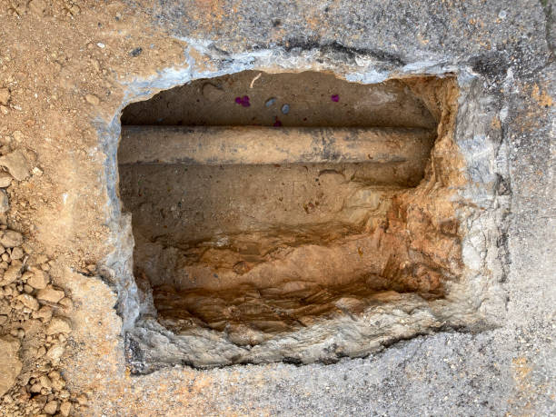 istock Pipe repair in city 2063089774
