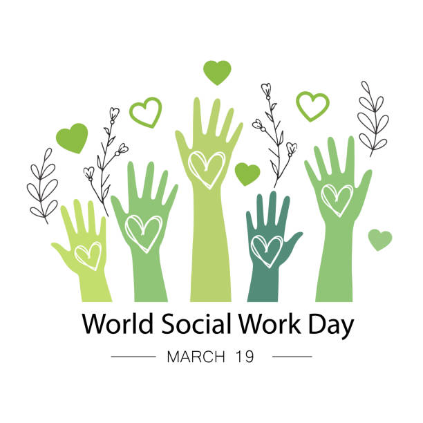 March is World Social Work Day , March 19. vector art illustration