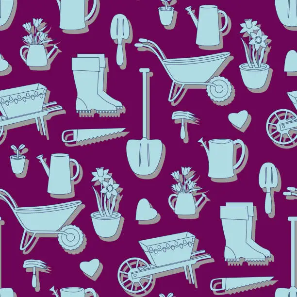 Vector illustration of Vector - seamless pattern of garden tools.