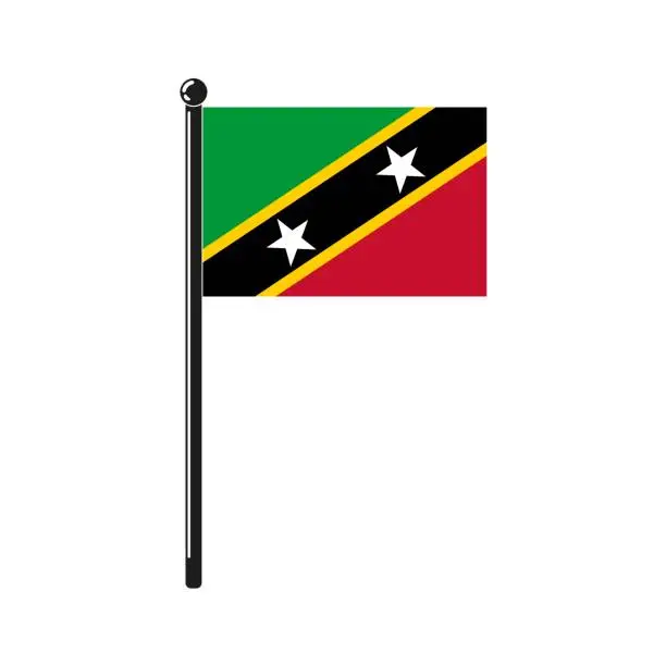 Vector illustration of national flag of Saint Christopher and Nevis on the stick