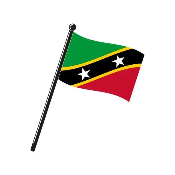 Vector illustration of national flag of Saint Christopher and Nevis on the stick