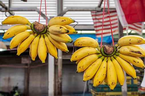 Ripe and yellow bananas for sale in the central market in the Malaysian capital Kuala Lumpur
