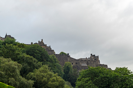 Edinburgh Castle, Edinburgh, Scotland, August 2023. This is the Castle early in the morning on an overcast day.