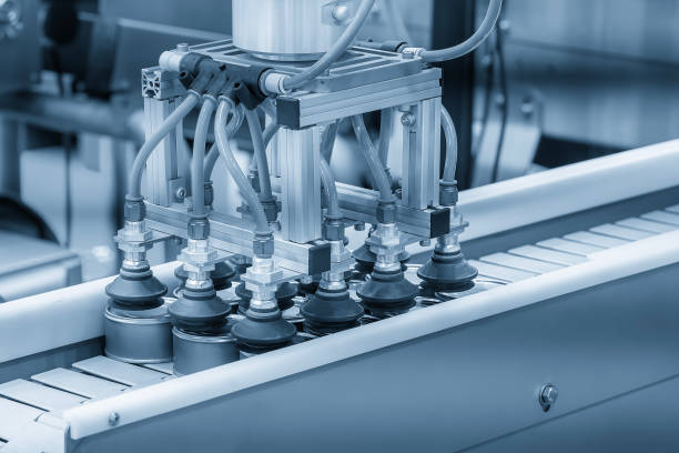 istock The high technology material handling process in canned food production by robotic system. 2063142902