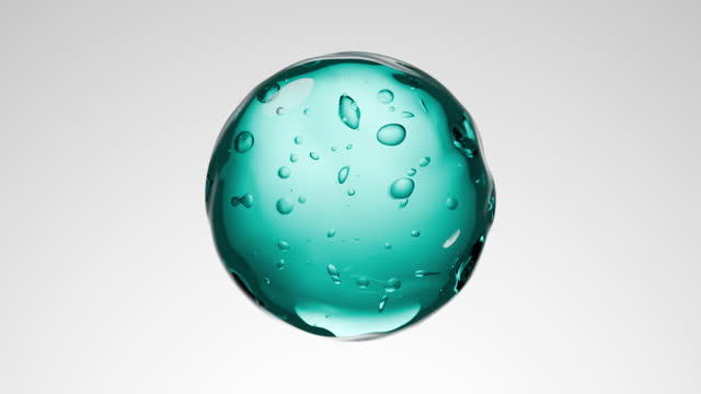 Blue realistic liquid and bubble