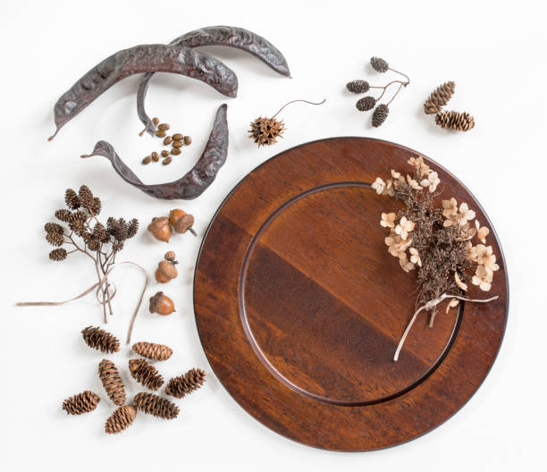 istock Wooden Plate with Various Autumn Nature Items 2063192634
