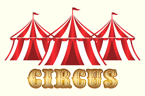 Circus tent icon or logo. Carnival, festival, fair marquee top sign. Funfair symbol. . Vector illustration