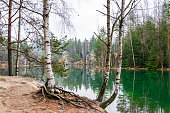 lake in the rock town in Adrspach, Czech Republic