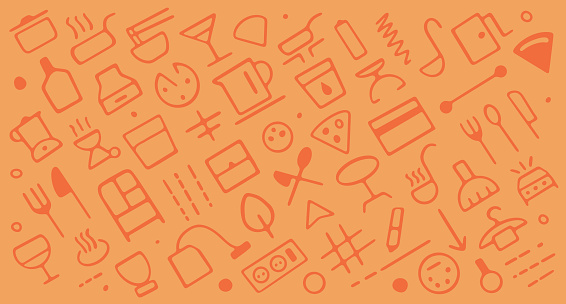 Cooking Doodle Icons Pattern Design.
