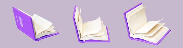 istock Open book with purple hardcover 3d render illustration set. 2063245684