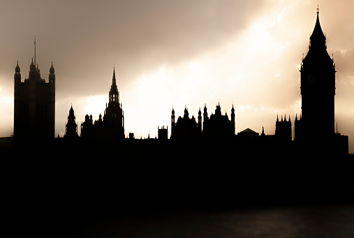 Silhouette of Westminster Palace in London