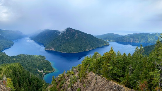 Overlook of Lake Crescent taken from the top of Mount Storm King in Olympic National Park