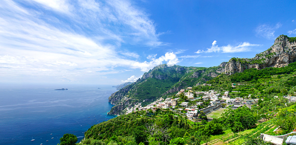 The breathtaking beauty of Positano along the Amalfi Coast of southern Italy in Europe.