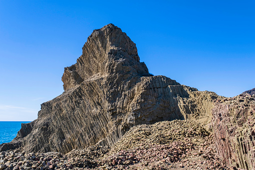 Basalt columns in the Parque Natural de Cabo de Gata-Níjar, a nature reserve located in the south-eastern end of the province of Almería