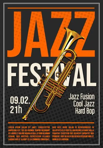 Vector illustration of Jazz festival or concert retro background vector illustration