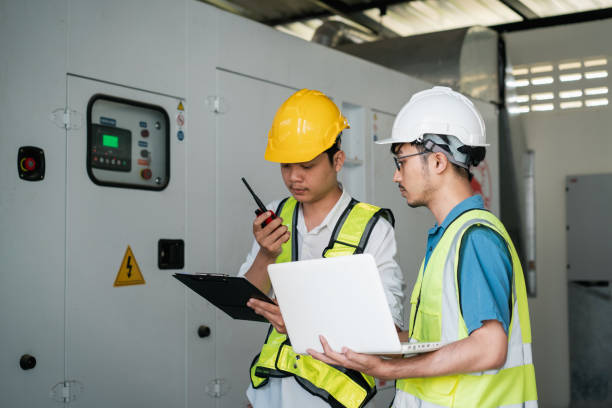 istock Engineers inspected the electrical switchboard and verified the operational voltage range. 2063318701