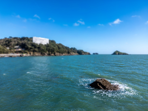 Rocky coast at Meadfoot Beach in Torquay