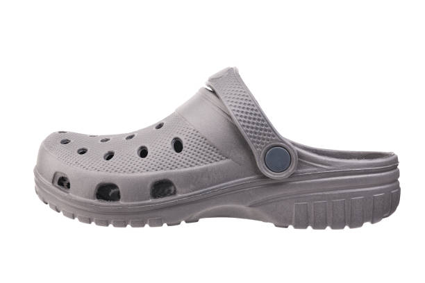 istock Gray rubber slippers on a white background. 2063344726