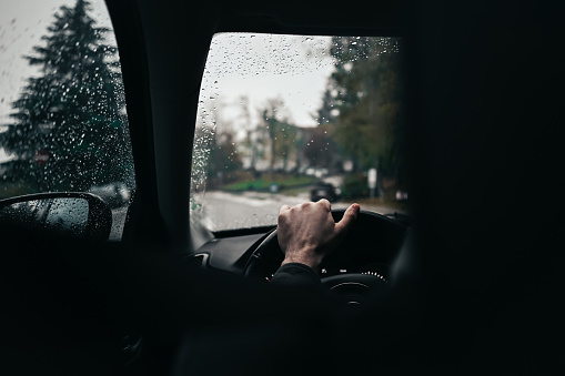driving car in rainy days.